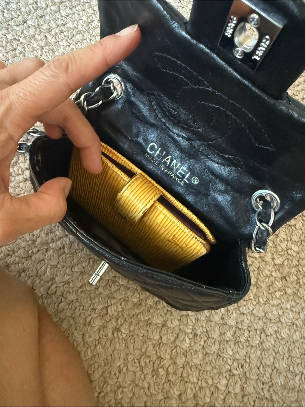 Black Quilted Leather Crossbody with Silver-Tone CC Lock - Picture 8 of 11